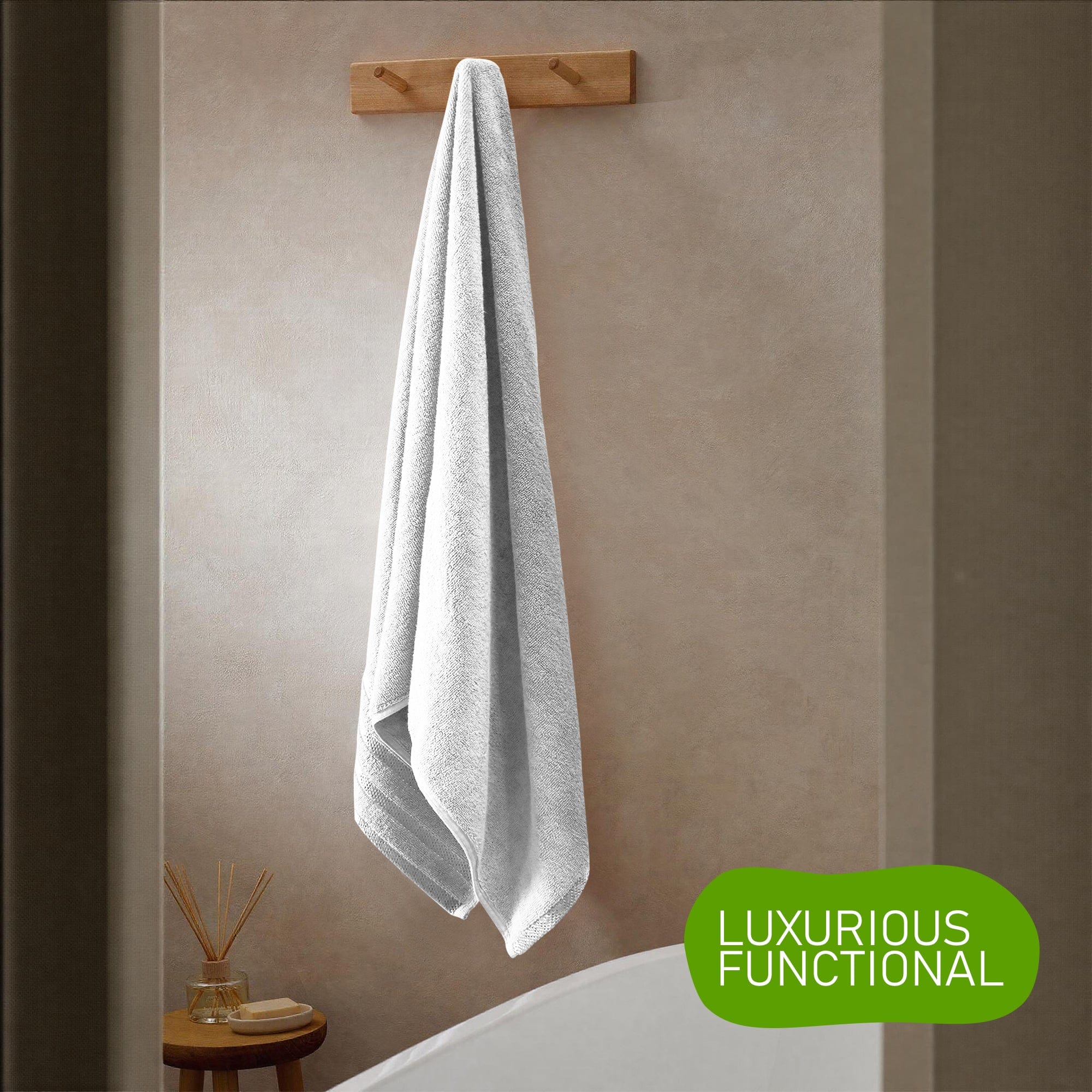 OLIVIA ROCCO Belmont Viscose Stripe White Towels 100 Percent Cotton Hotel Quality Super Absorbent 10 Piece Bale Set 4 Hand Towels 12 Face Cloths