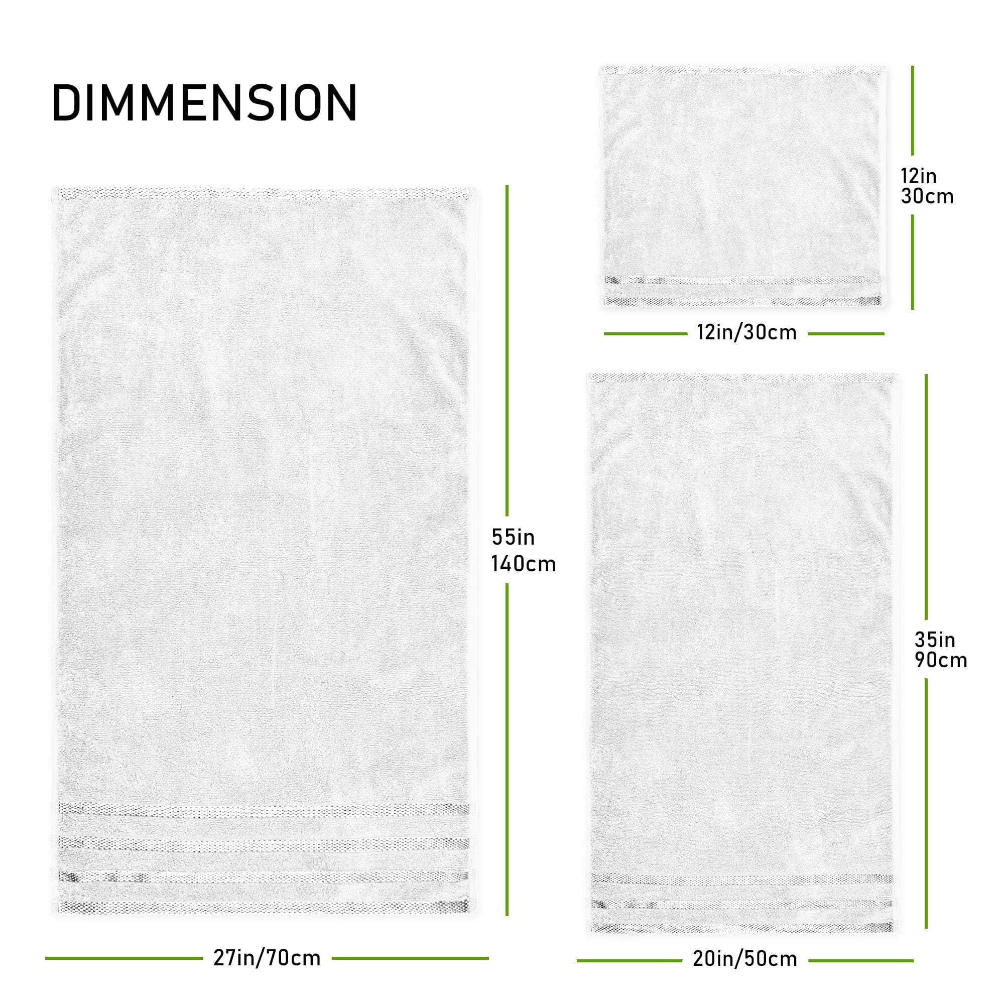 OLIVIA ROCCO Belmont Viscose Stripe White Towels 100 Percent Cotton Hotel Quality Super Absorbent 10 Piece Bale Set 4 Hand Towels 12 Face Cloths