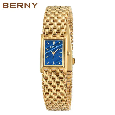 BERNY Quartz Watch for Women Luxury Fashion Women's Wristwatch Waterproof Golden Female Clock Stainless Steel Gold Ladies Watch