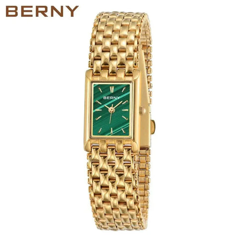 BERNY Quartz Watch for Women Luxury Fashion Women's Wristwatch Waterproof Golden Female Clock Stainless Steel Gold Ladies Watch