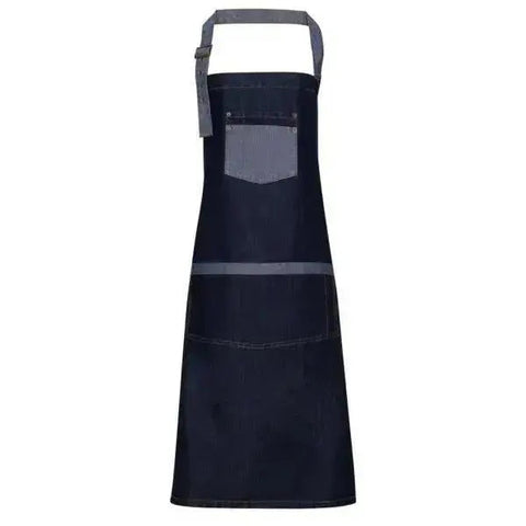 Bib Apron Contrast Denim Black, Indigo Color
