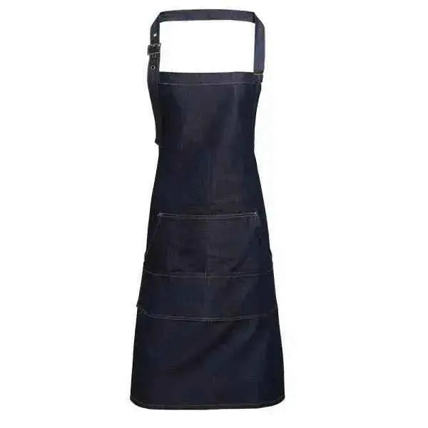 Bib Apron Denim Jeans Stitch Black, Indigo