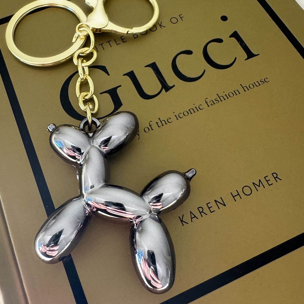 Black Pearlescent Balloon Dog Keyring
