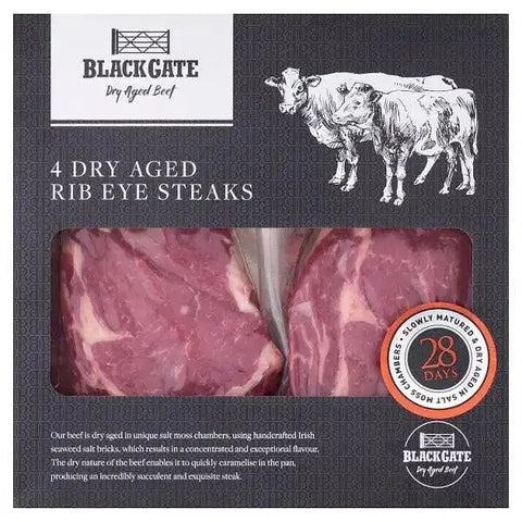 Blackgate Dry Aged Beef Rib Eye Steaks (4 x 220g) 880g