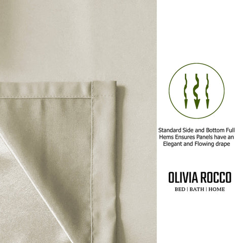 OLIVIA ROCCO Blackout Thermal Eyelet Curtains Natural Color Energy Efficient Ring Top Window Treatment For Living Room And Bedroom