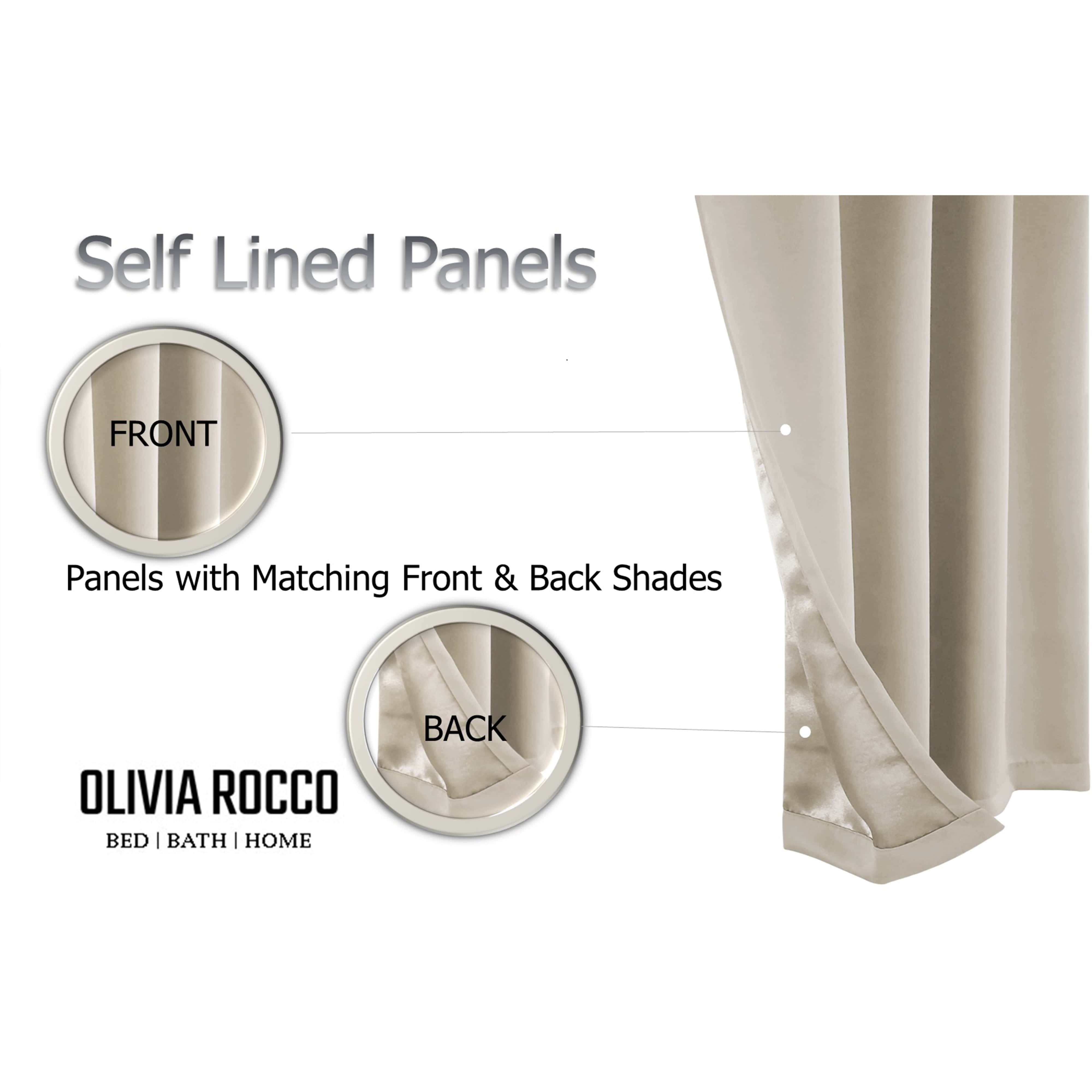 OLIVIA ROCCO Blackout Thermal Eyelet Curtains Natural Color Energy Efficient Ring Top Window Treatment For Living Room And Bedroom