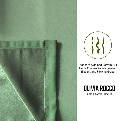 OLIVIA ROCCO Blackout Sage Green Eyelet Curtains Thermal Ring Top Window Treatments for Living Room and Bedroom Energy Efficient