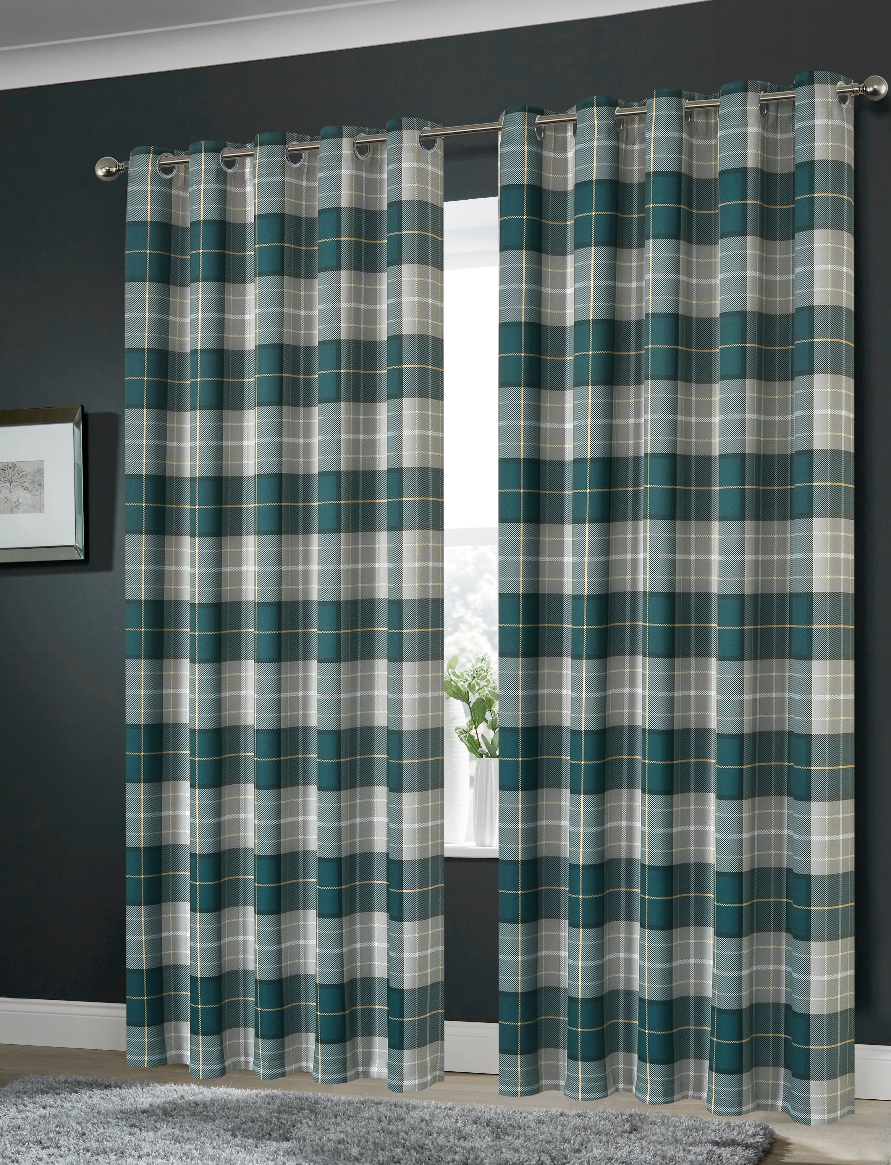 OLIVIA ROCCO Blackout Thermal Curtains Check Marble Design Energy Saving Light Blocking Panels Multiple Sizes And Colours