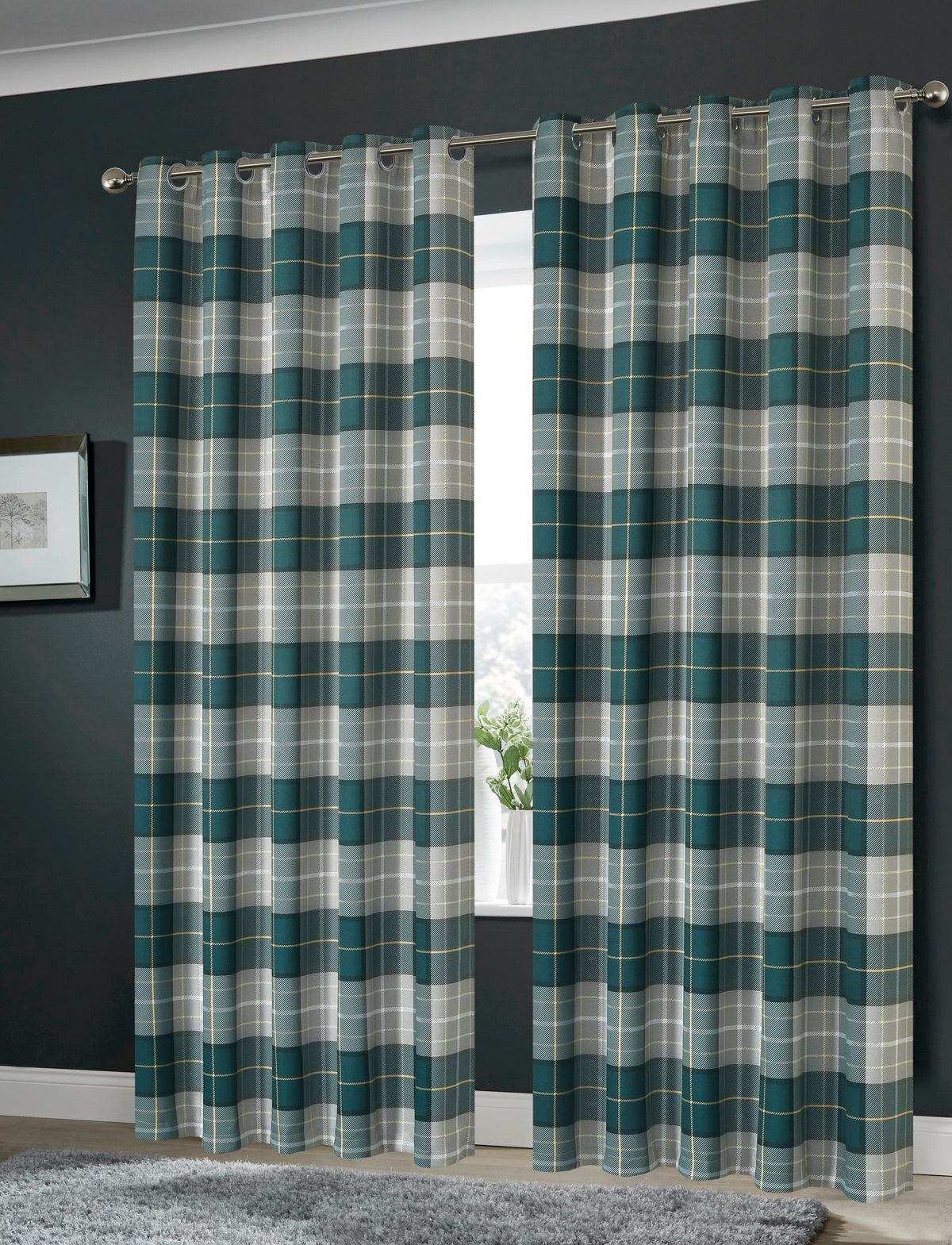 OLIVIA ROCCO Blackout Thermal Curtains Check Marble Design Energy Saving Light Blocking Panels Multiple Sizes And Colours