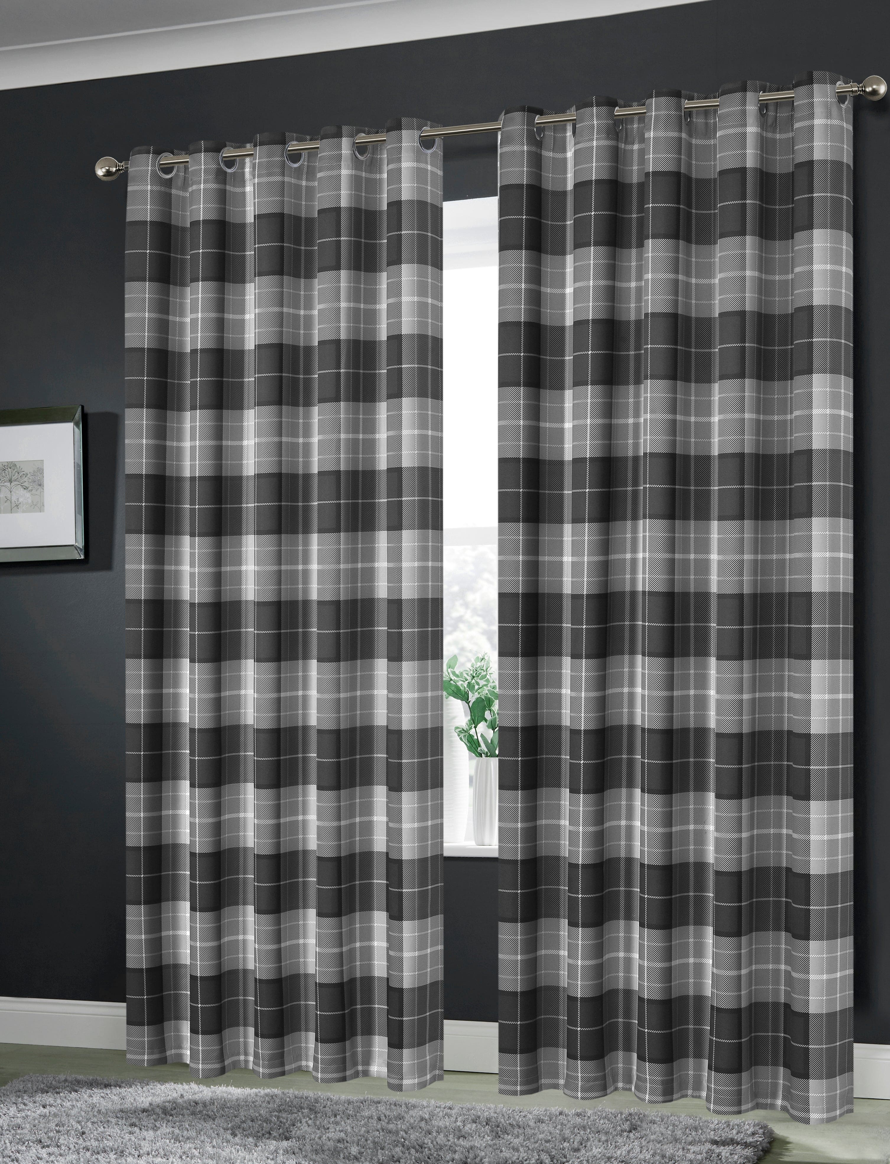 OLIVIA ROCCO Blackout Thermal Curtains Check Marble Design Energy Saving Light Blocking Panels Multiple Sizes And Colours