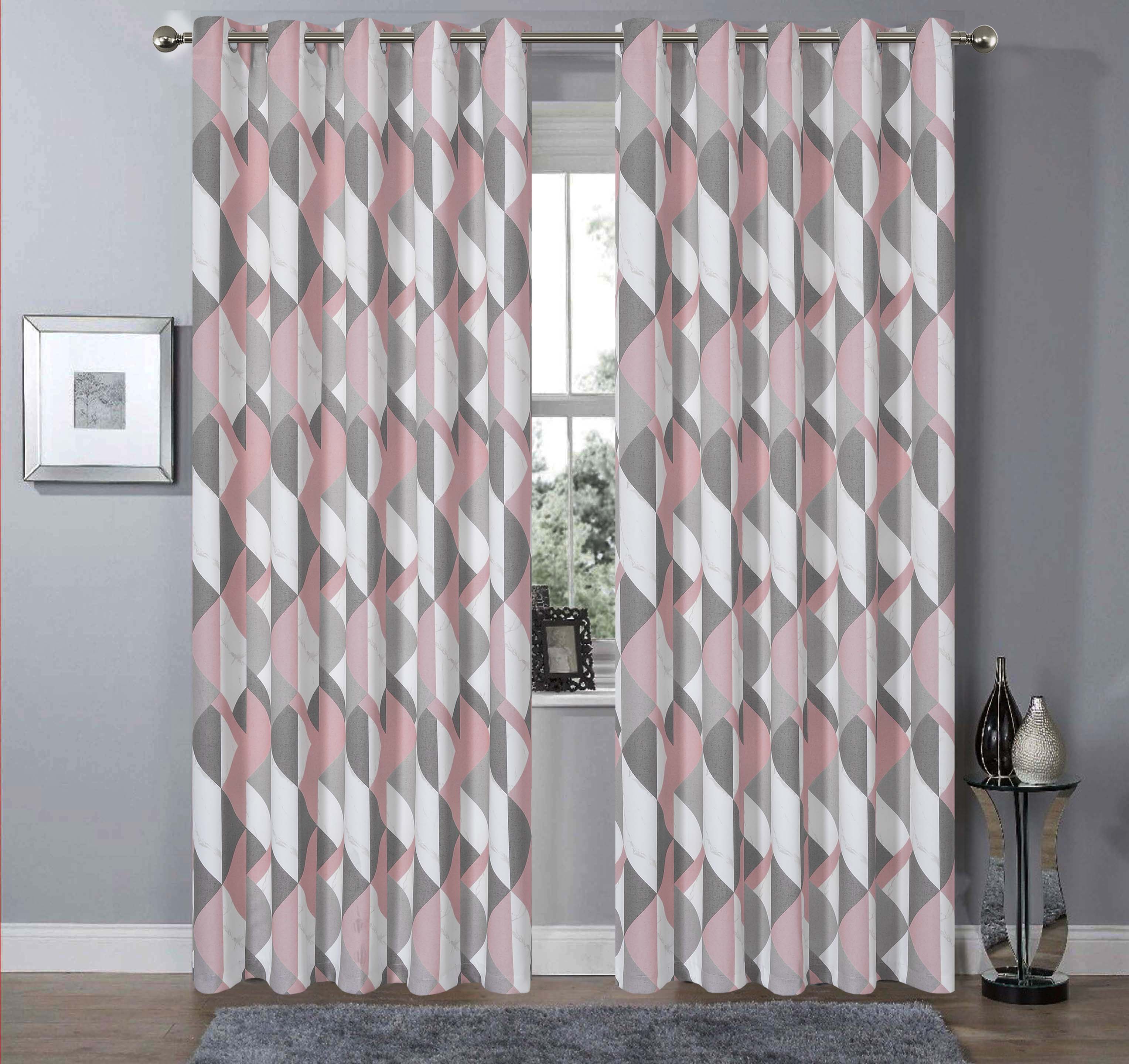 OLIVIA ROCCO Blackout Thermal Curtains Check Marble Design Energy Saving Light Blocking Panels Multiple Sizes And Colours