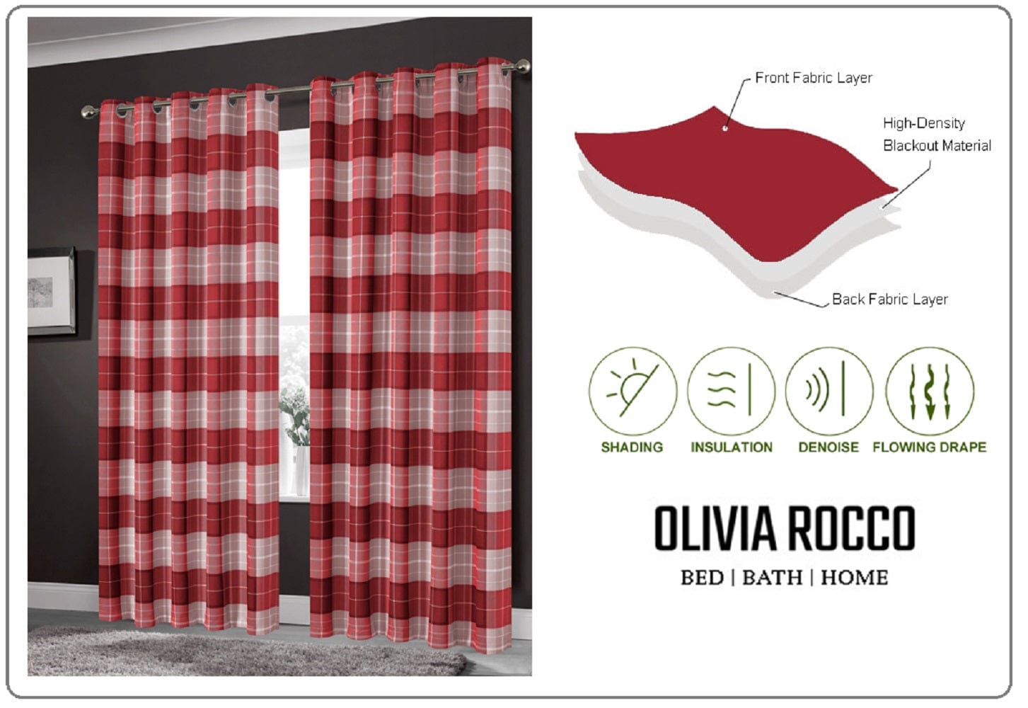 OLIVIA ROCCO Blackout Thermal Curtains Check Marble Design Energy Saving Light Blocking Panels Multiple Sizes And Colours
