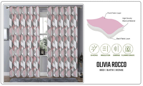 OLIVIA ROCCO Blackout Thermal Curtains Check Marble Design Energy Saving Light Blocking Panels Multiple Sizes And Colours