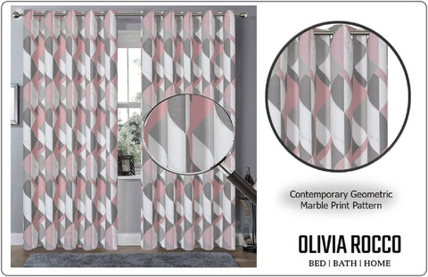 OLIVIA ROCCO Blackout Thermal Curtains Check Marble Design Energy Saving Light Blocking Panels Multiple Sizes And Colours