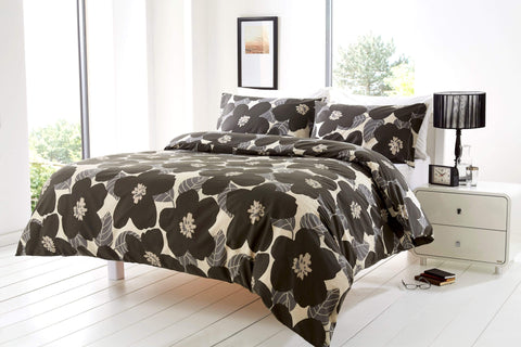 OLIVIA ROCCO Bloomsbury Floral Poppy Cotton Rich King Size Duvet Set With Pillowcases And Quilt Cover In Vibrant Colours