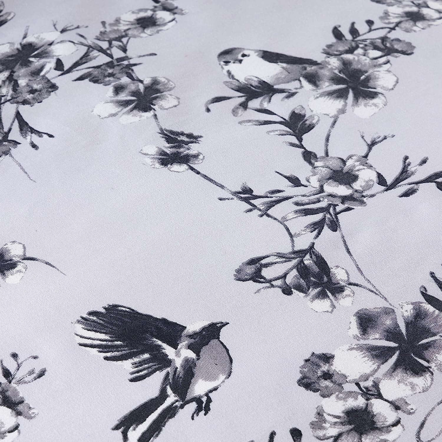 OLIVIA ROCCO Blossom Grey Printed Reversible Duvet Cover Set Quilted Polyester Blend with Button Closure Single Double King Size