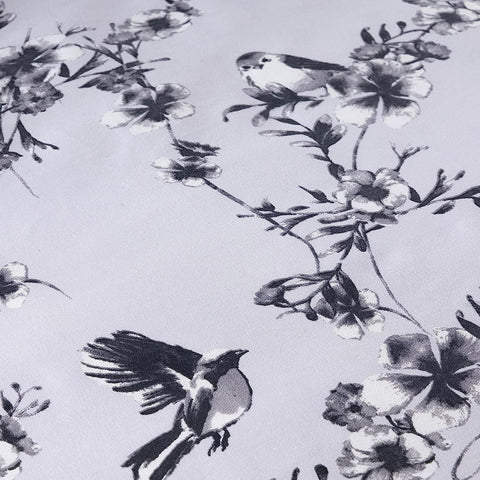 OLIVIA ROCCO Blossom Grey Printed Reversible Duvet Cover Set Quilted Polyester Blend with Button Closure Single Double King Size