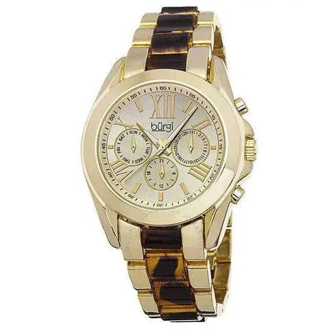 Burgi BUR094YG Womens Gold Tortoise Watch