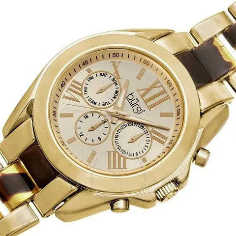 Burgi BUR094YG Womens Gold Tortoise Watch