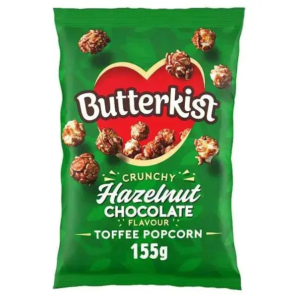 Butterkist Crunchy Hazelnut Chocolate Flavour Toffee Popcorn 155g (Case of 14)