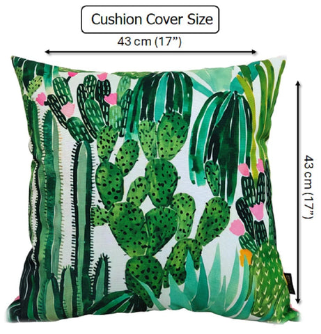 OLIVIA ROCCO Cactus Outdoor Cushion Covers 43 x 43 cm Waterproof Polyester Weather-Resistant For Patio Garden Bench Sofa Indoor Living Room