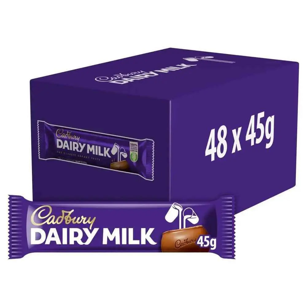 Cadbury Dairy Milk Chocolate Bar 45g (Pack of 48)