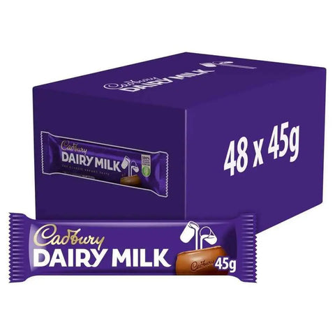 Cadbury Dairy Milk Chocolate Bar 45g (Pack of 48)