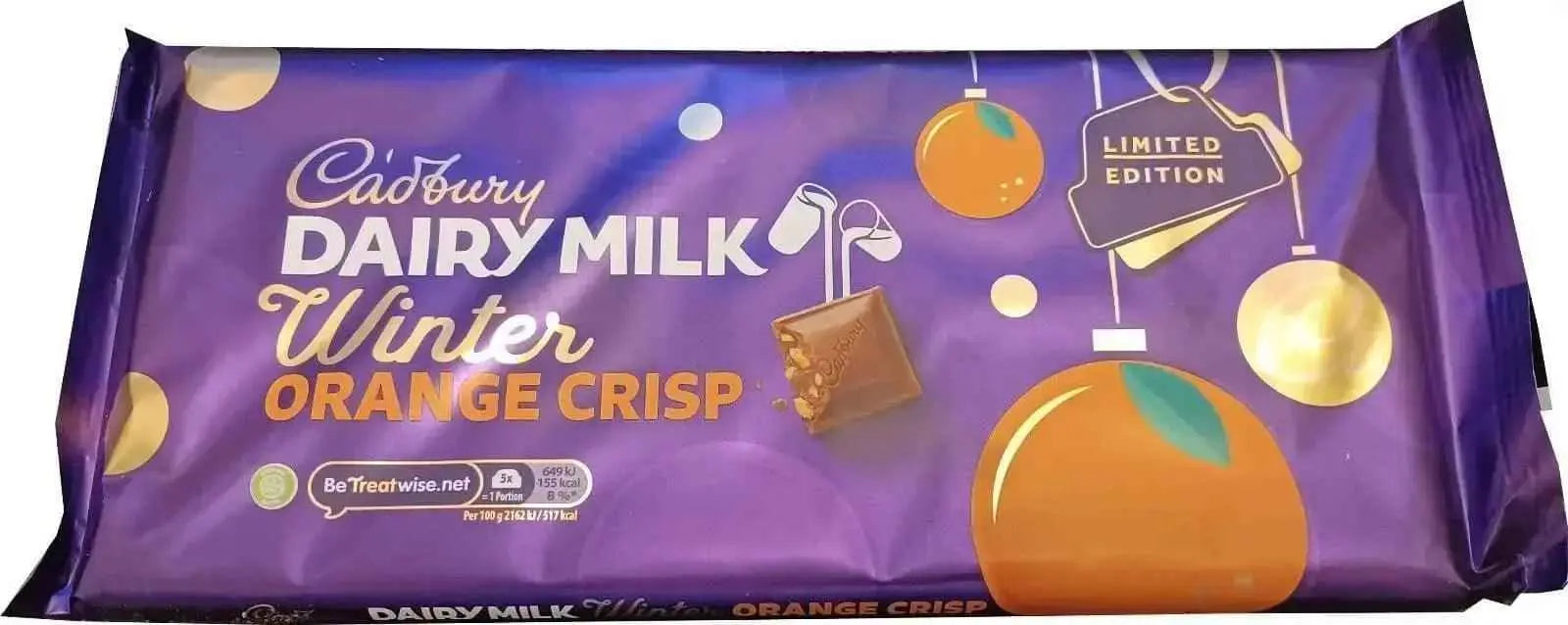 Cadbury Dairy Milk Winter Orange Crisp Chocolate Bar 360g (Case of 13)