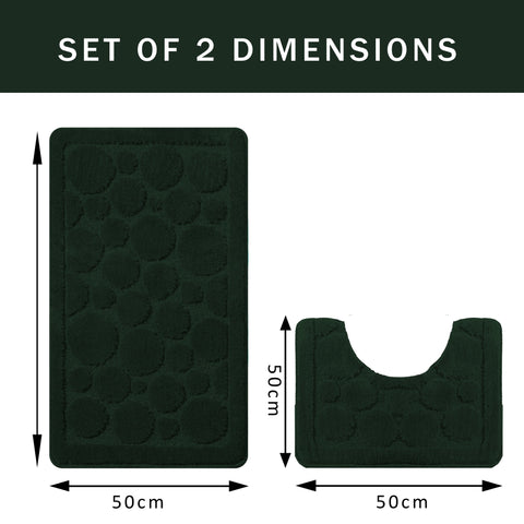 OLIVIA ROCCO Cali Bubbles Emerald Green Bath Mat And Pedestal Set Non Slip Soft And Absorbent For Bathroom Safety And Comfort 2 Piece