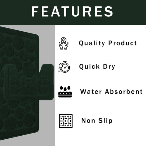 OLIVIA ROCCO Cali Bubbles Emerald Green Bath Mat And Pedestal Set Non Slip Soft And Absorbent For Bathroom Safety And Comfort 2 Piece