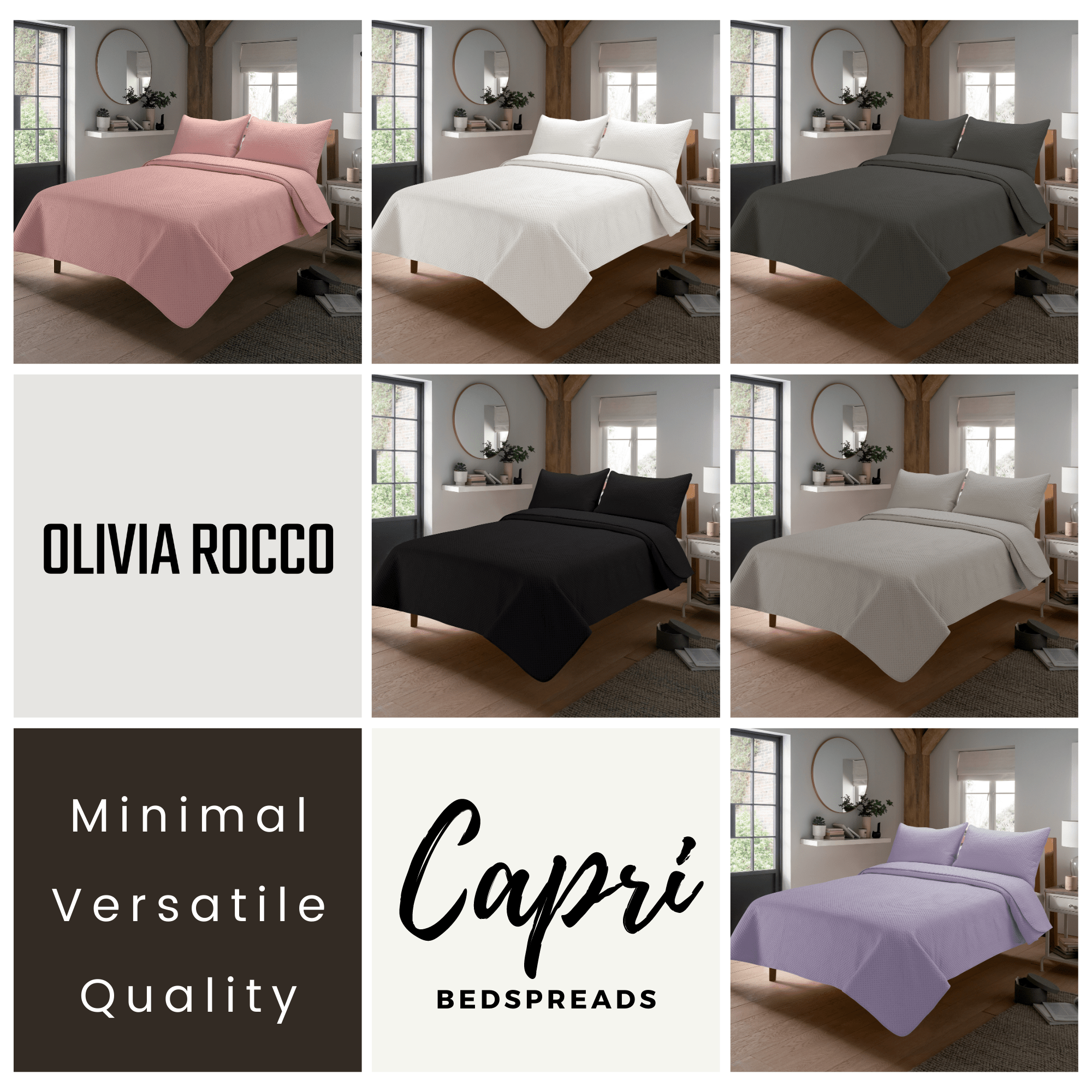 OLIVIA ROCCO Capri Embossed Luxury Bedspread Set With Quilted Throw And Duvet Matching Pillow Shams Multiple Colours For Homes And Gifts