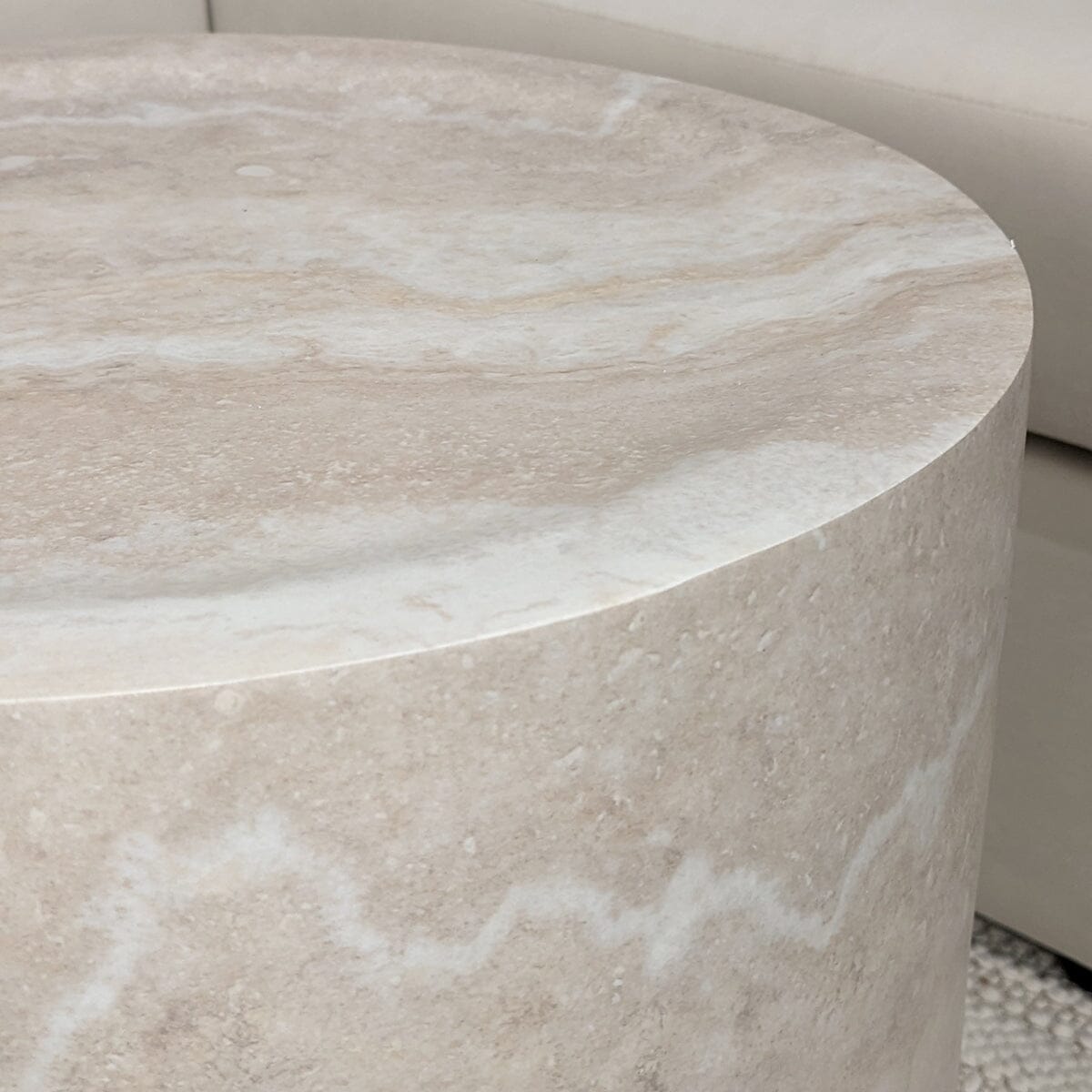 Celeste Round Neutral Marble Effect Coffee Table