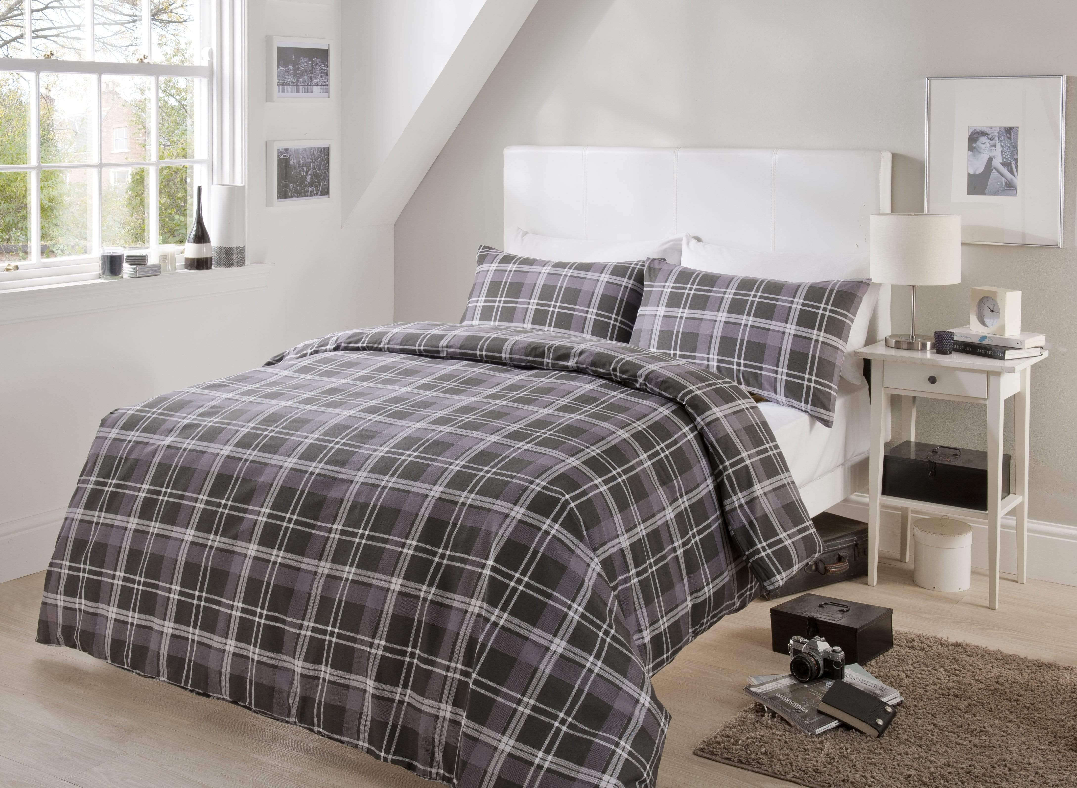 OLIVIA ROCCO Check Pattern Duvet Set Cotton Rich With Pillowcases OEKO-TEX Certified Soft Durable Bedding In All Sizes Premium Quality