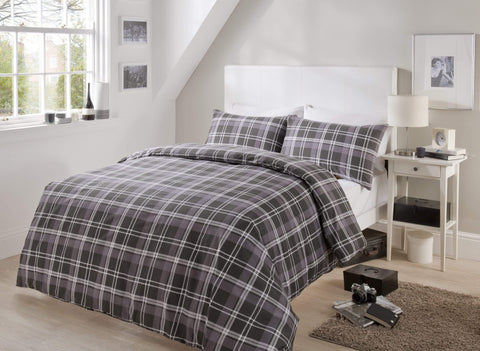 OLIVIA ROCCO Check Pattern Duvet Set Cotton Rich With Pillowcases OEKO-TEX Certified Soft Durable Bedding In All Sizes Premium Quality