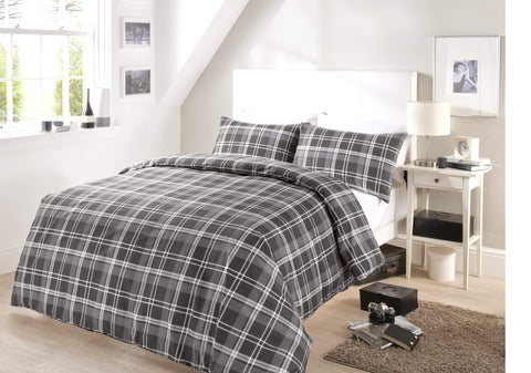 OLIVIA ROCCO Check Pattern Duvet Set Cotton Rich With Pillowcases OEKO-TEX Certified Soft Durable Bedding In All Sizes Premium Quality