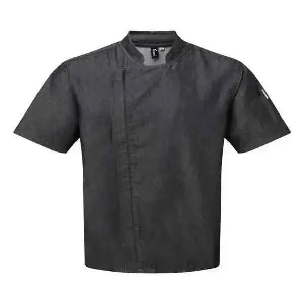 Chef Jacket Short Sleeve Denim Black and Indigo