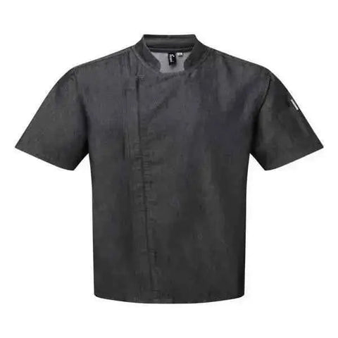 Chef Jacket Short Sleeve Denim Black and Indigo