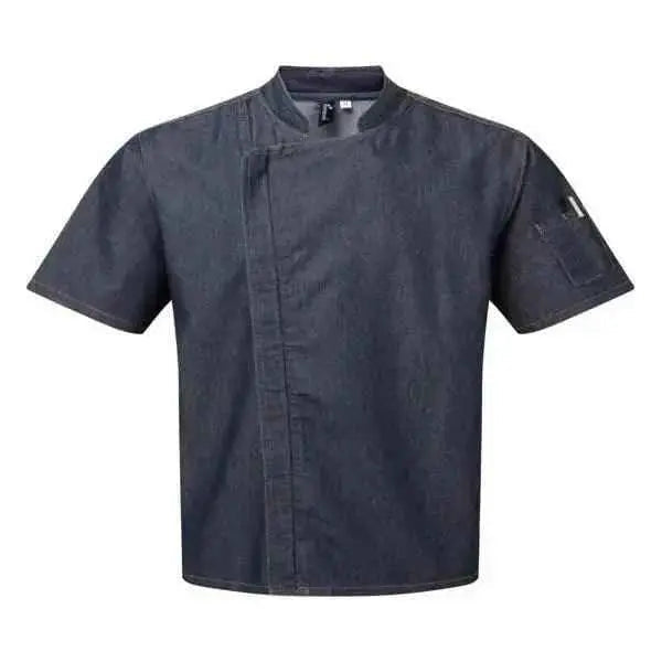 Chef Jacket Short Sleeve Denim Black and Indigo
