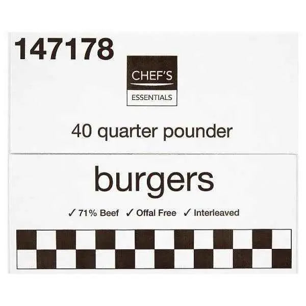 Chefs Essentials Quarter Pounder Burgers 4.52kg