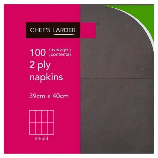 Chefs Larder 100 Napkins Black 2 Ply - 100pk