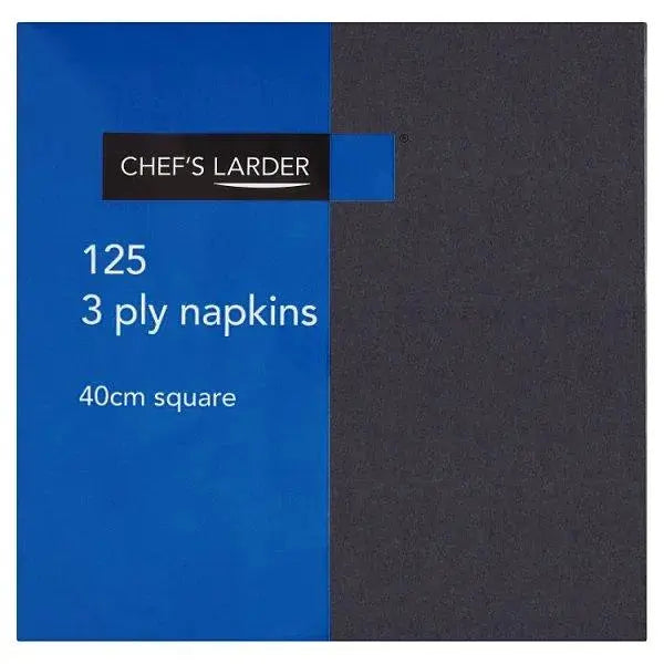 Chefs Larder 125 3 Ply Napkins Black 40cm Square - Sets of 125