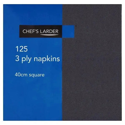 Chefs Larder 125 3 Ply Napkins Black 40cm Square - Sets of 125