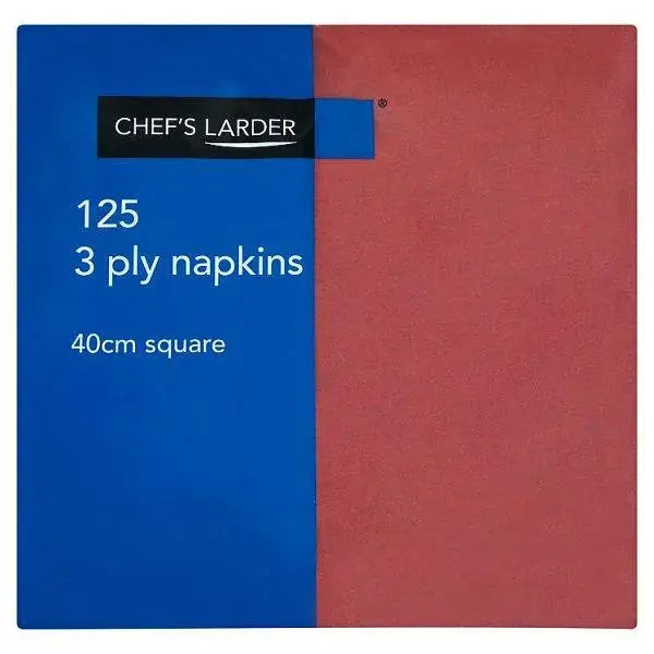 Chefs Larder 125 Burgundy 3 Ply Napkins 40cm Square - Sets of 125