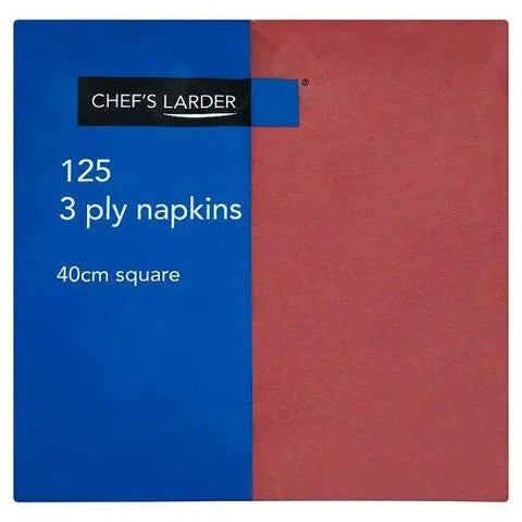 Chefs Larder 125 Burgundy 3 Ply Napkins 40cm Square - Sets of 125
