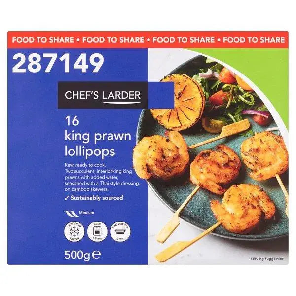 Chefs Larder 16 King Prawn Lollipops 500g