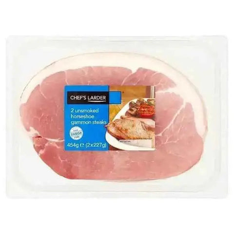 Chef's Larder 2 Unsmoked Horseshoe Gammon Steaks 2 x 227g (454g)