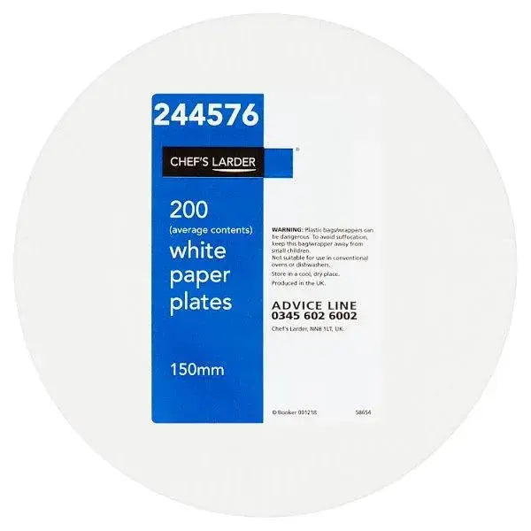 Chefs Larder 200 White Paper Plates
