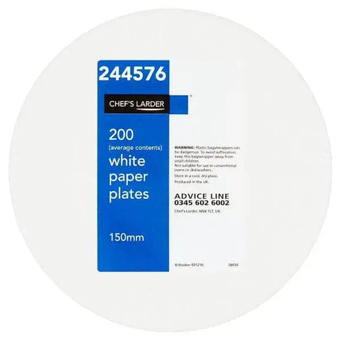 Chefs Larder 200 White Paper Plates