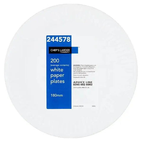 Chefs Larder 200 White Paper Plates
