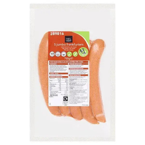 Chefs Larder 5 Jumbo Frankfurters 750g
